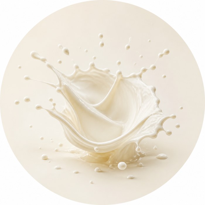 Salpicadura cremosa de leche para perfumes lactónicos