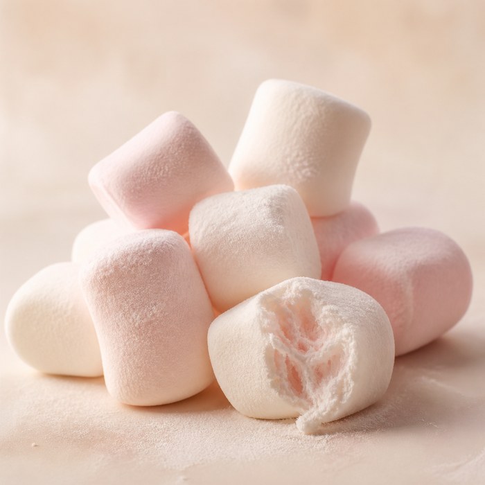 Malvaviscos blancos y rosados de textura suave y esponjosa