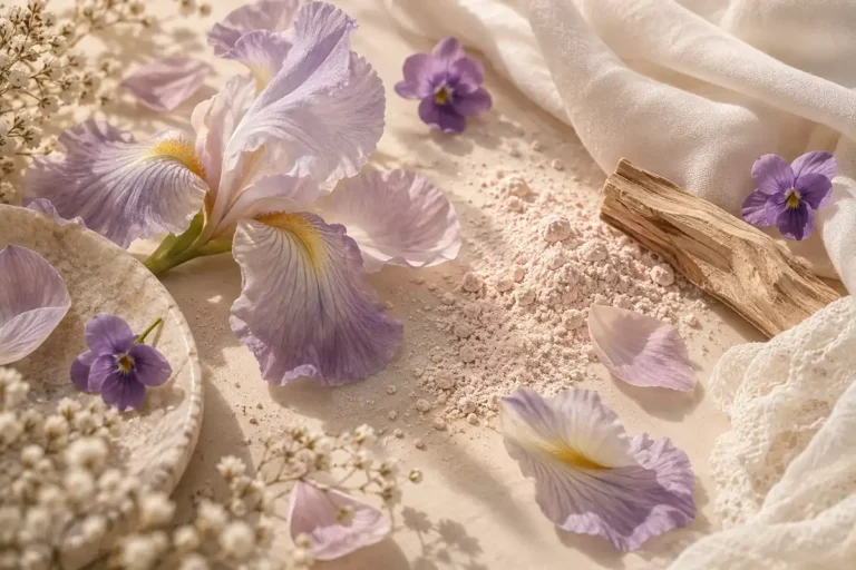 Mejores perfumes atalcados: 5 equivalencias 1 Iris, violetas, polvo cosmético y sándalo sobre tejidos claros