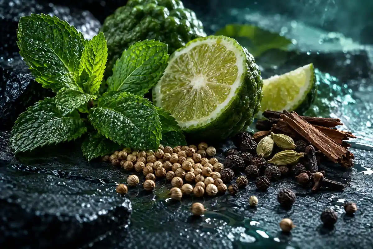Menta bergamota y especias del perfume equivalente a A Men