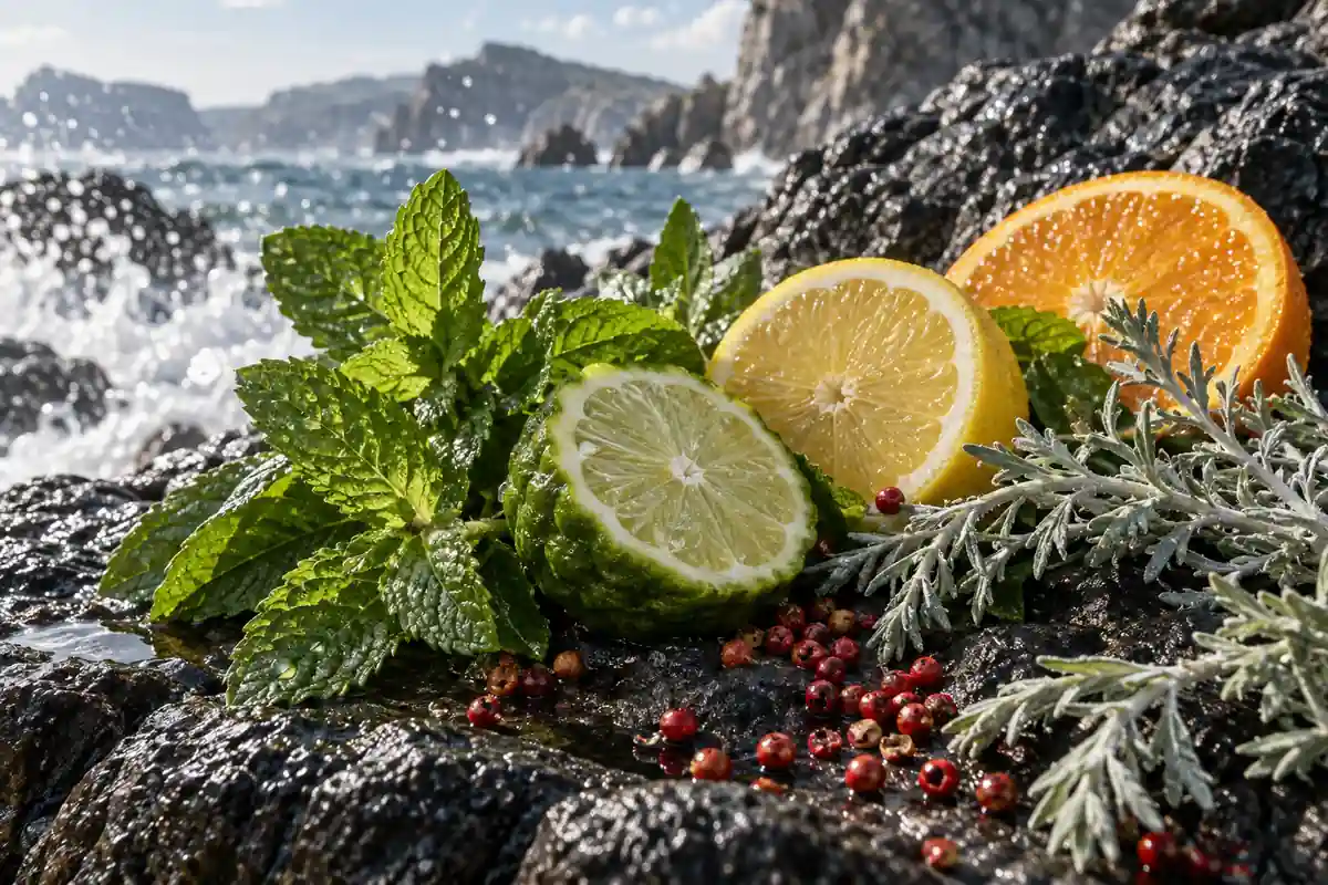 Menta cítricos y pimienta rosa del perfume equivalente a Viking Creed