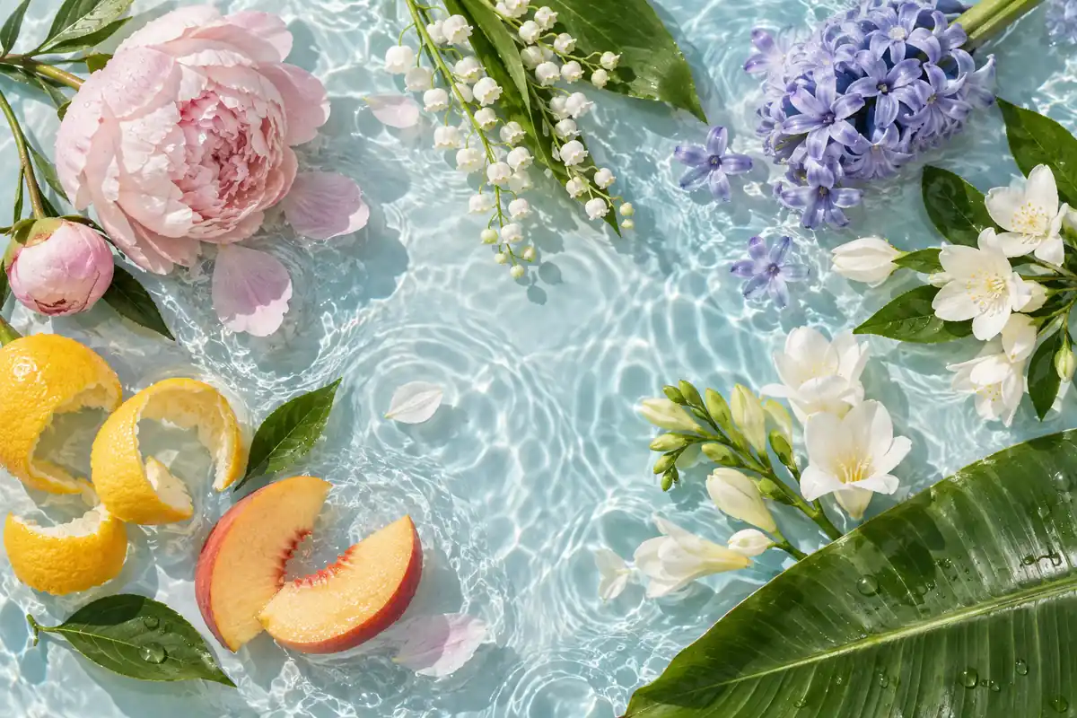 Peonía, limón, flores blancas y maderas de la referencia 91