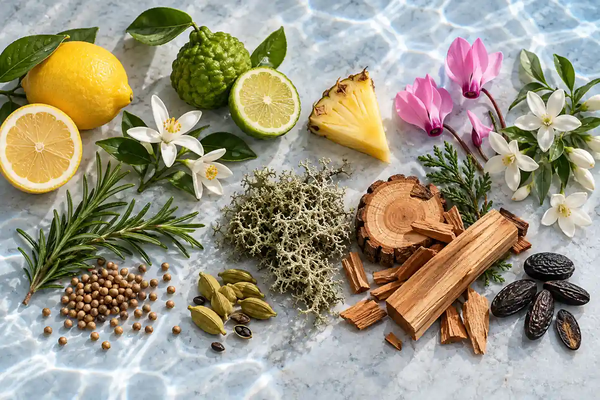 Notas cítricas, aromáticas y amaderadas del perfume equivalente a Crome Azzaro