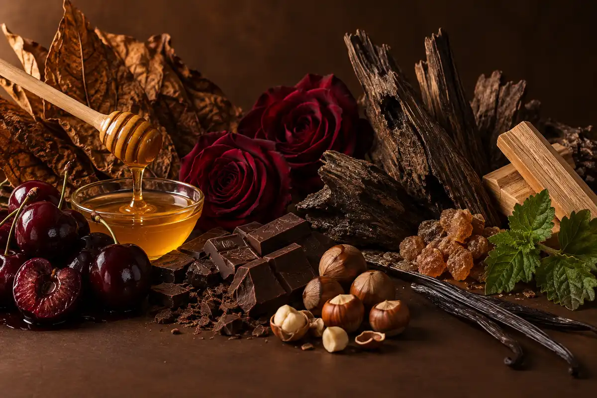 Cereza, miel, tabaco, rosas y maderas de la referencia 616