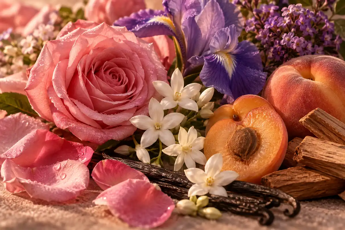Melocotón, rosa, iris, vainilla y sándalo de la referencia 133