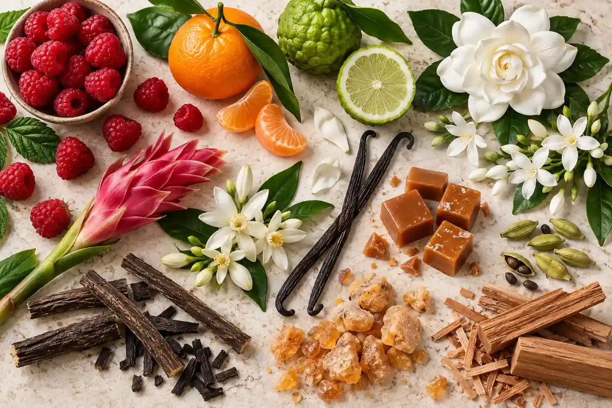 Frambuesa, flores blancas, leche y cardamomo de la referencia 373