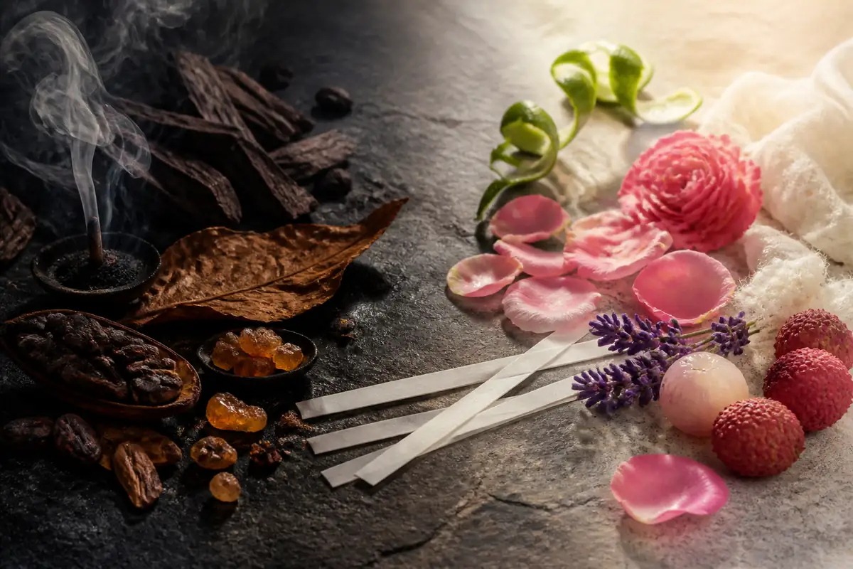 Perfume equivalente a los perfumes de nicho más exclusivos 3 Contraste entre perfumes de nicho oscuros con oud, resinas y tabaco y perfiles luminosos con cítricos, rosa y lavanda