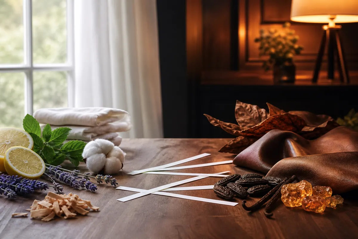 Elección de perfume de hombre para el día y la noche con cítricos, lavanda, cuero, tonka y ámbar