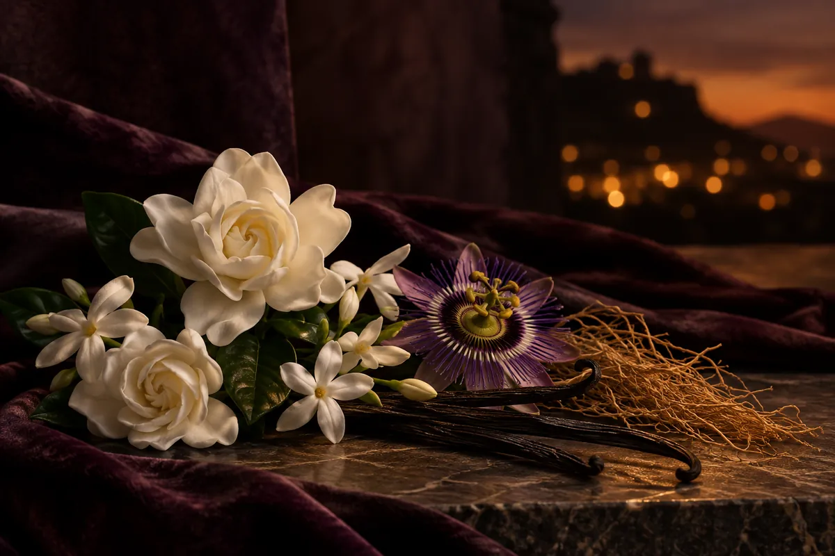 Ambiente nocturno cálido para usar el perfume equivalente a Hypnose Lancôme