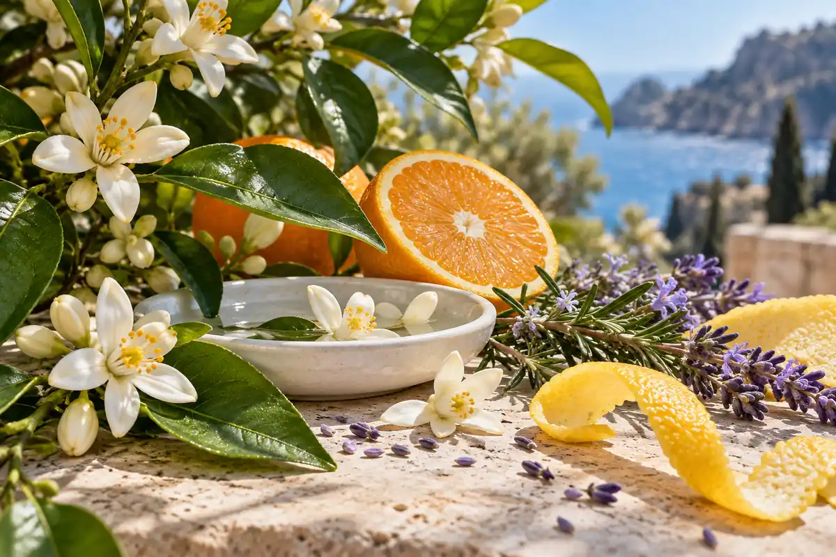 Perfumes de azahar y neroli: en qué se diferencian al olerlos 2 Azahar con naranja amarga, limón, romero y lavanda