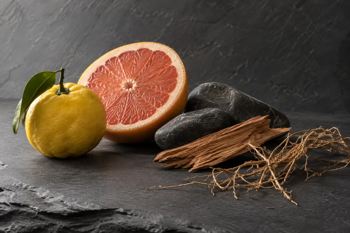 Perfumes de hombre que no sean dulces: cinco alternativas secas y frescas 3 Yuzu, pomelo, piedras oscuras, madera y raíces de vetiver