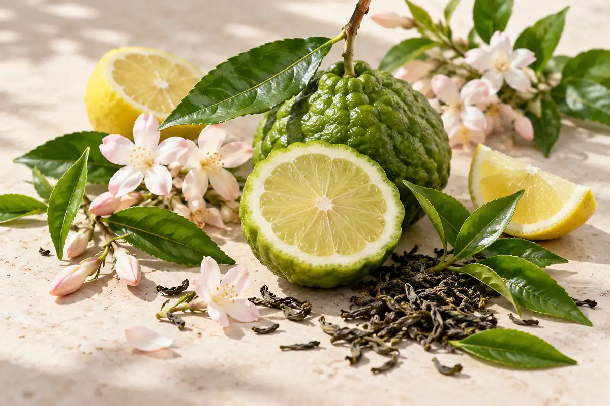 Perfumes para una primera cita: cómo elegir una fragancia cercana 2 Bergamota, limón, té y pequeñas flores claras sobre piedra