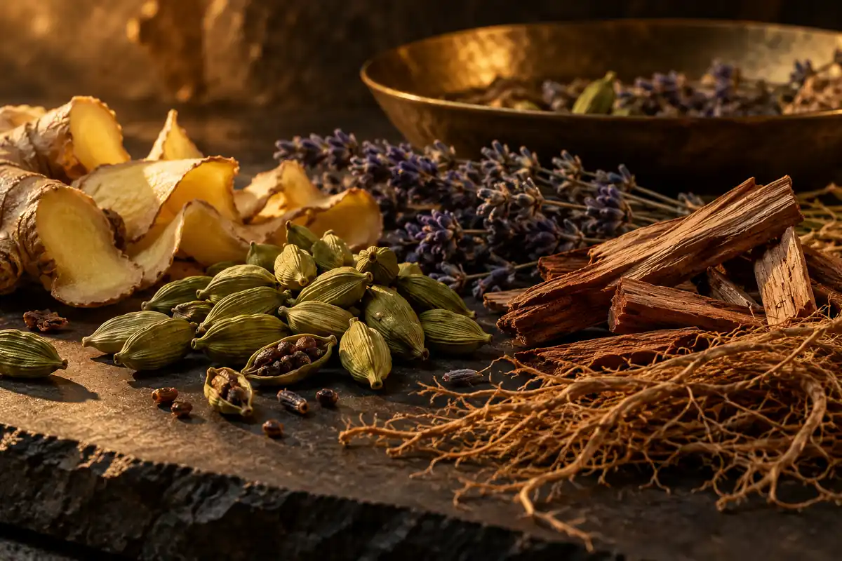 Perfumes para regalar a tu padre: frescos, clásicos y amaderados 3 Cardamomo, jengibre, lavanda, cedro y vetiver sobre pizarra