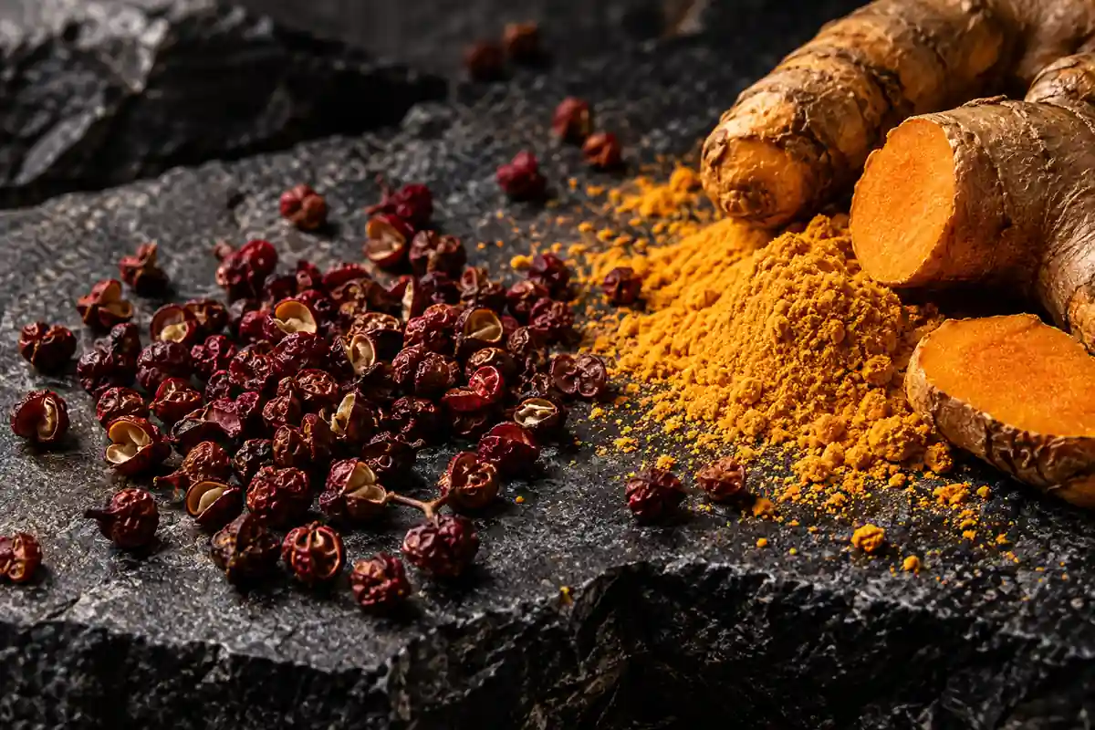 Pimienta de Sichuan y cúrcuma en Rose Prick equivalente