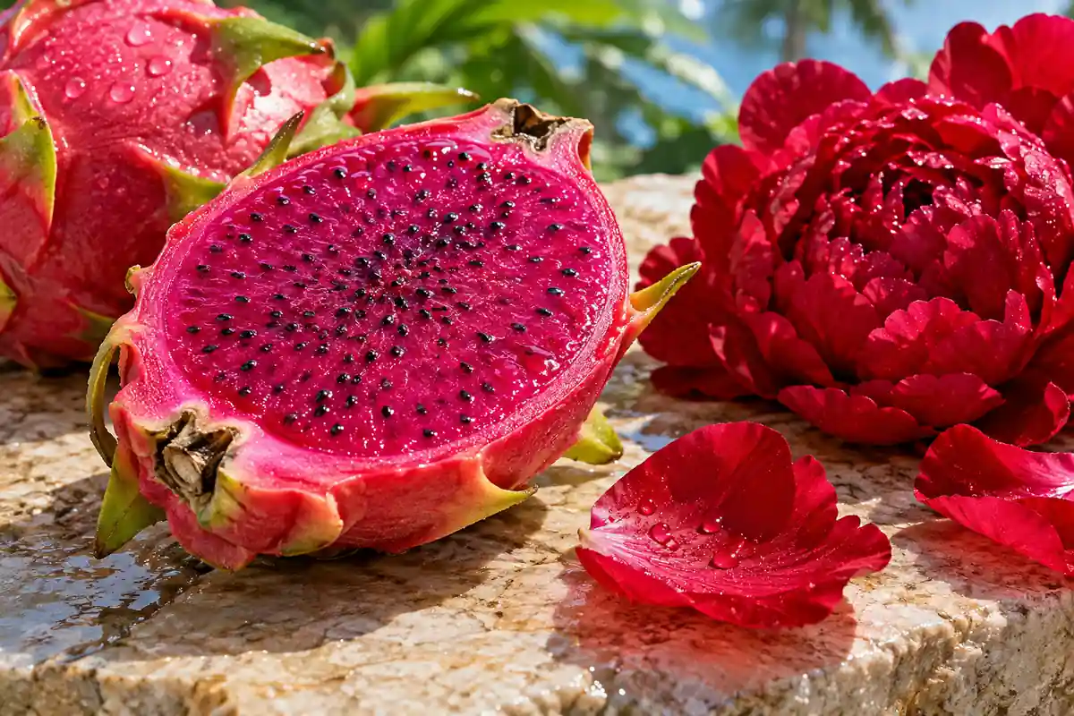 Pitahaya y peonía roja de La Bomba equivalente