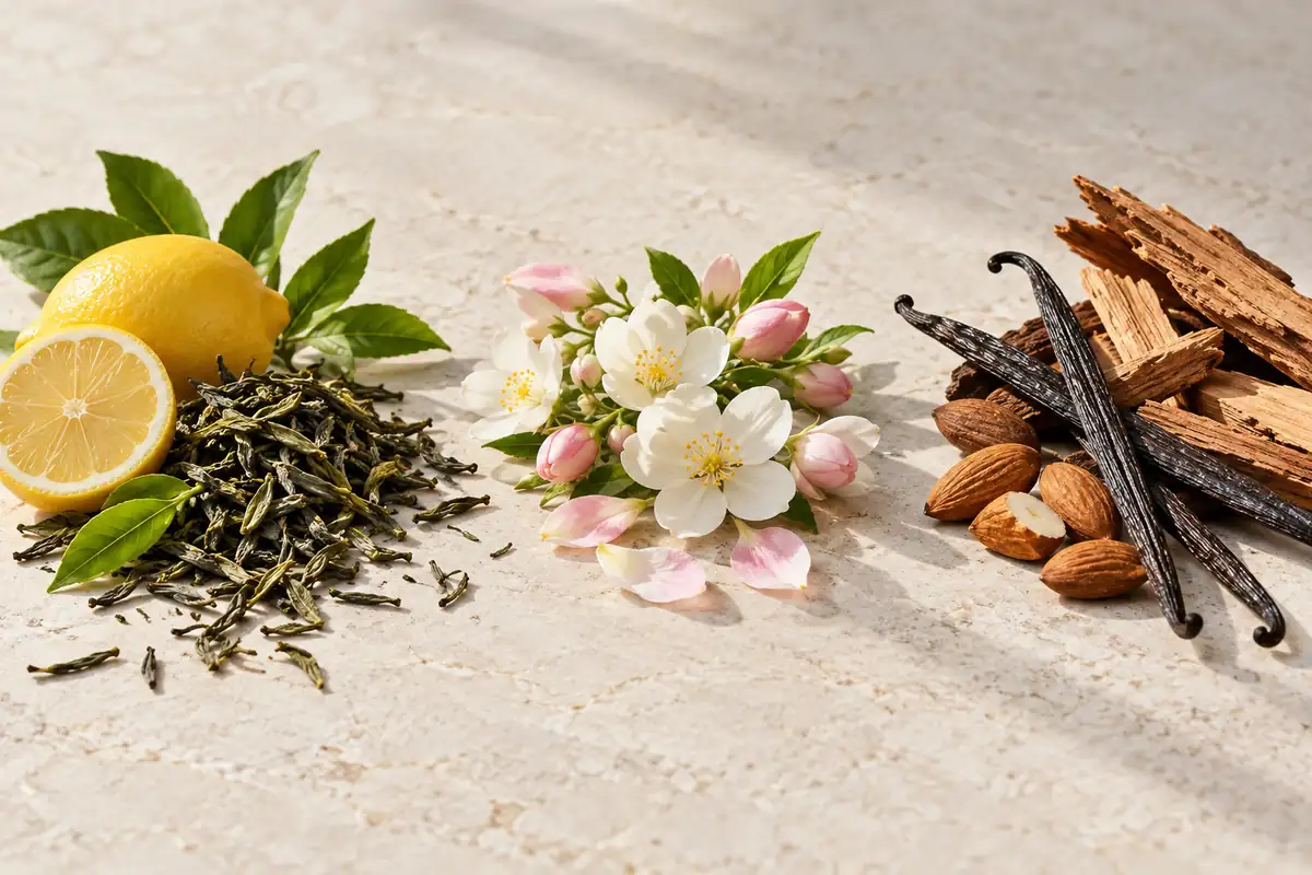 Cómo regalar un perfume si no sabes cuál usa esa persona 2 Cítricos con té, flores claras y vainilla con almendras sobre piedra