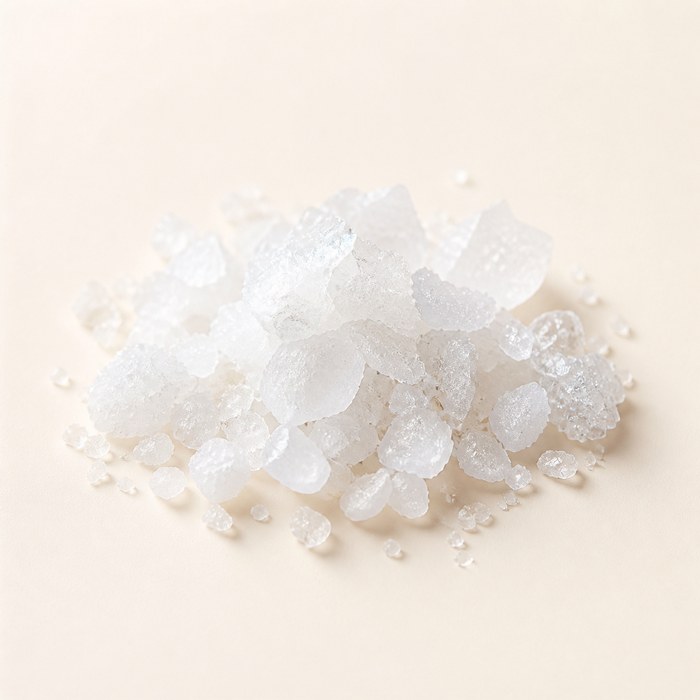 Cristales de sal blanca para perfumes marinos y limpios