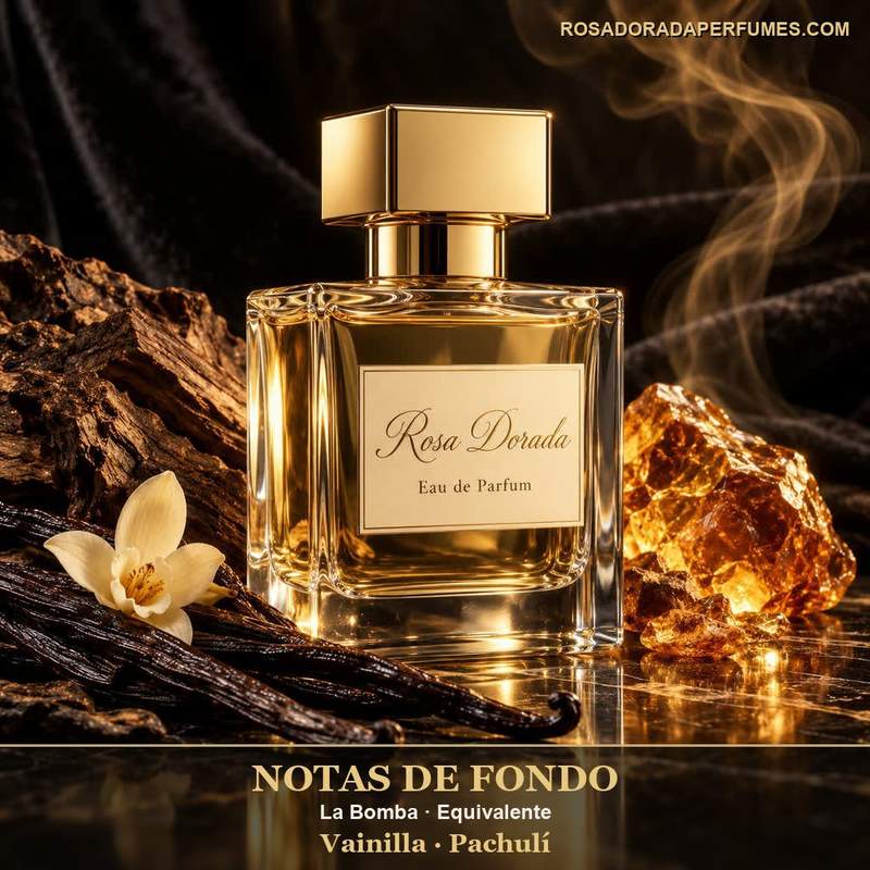 Notas de fondo del perfume equivalente a La Bomba: vainilla y pachulí