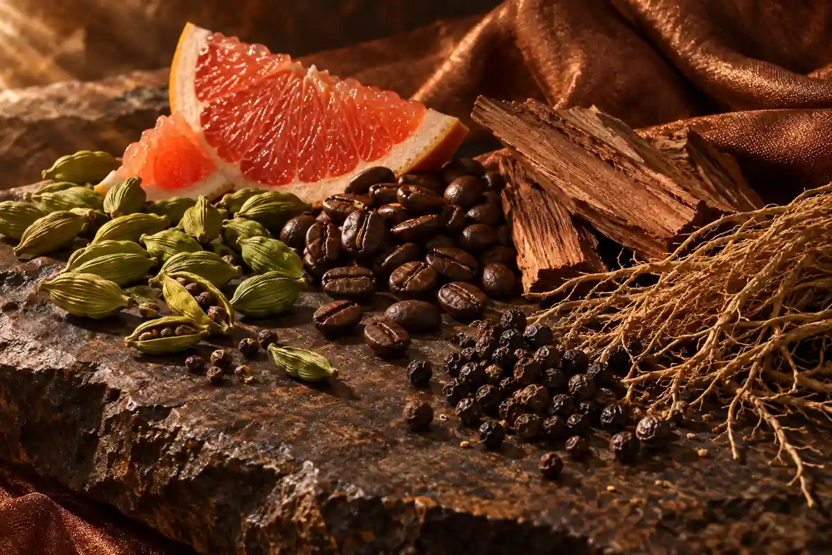 Perfumes de cardamomo: opciones cítricas, de café y avainilladas 3 Cardamomo con café, pomelo, pimienta y madera de cedro