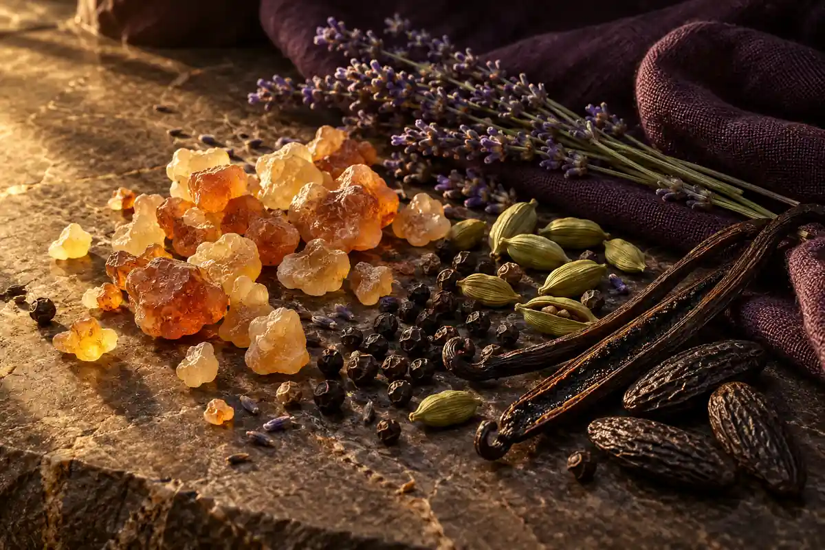 Resinas, lavanda, cardamomo, pimienta, vainilla y tonka