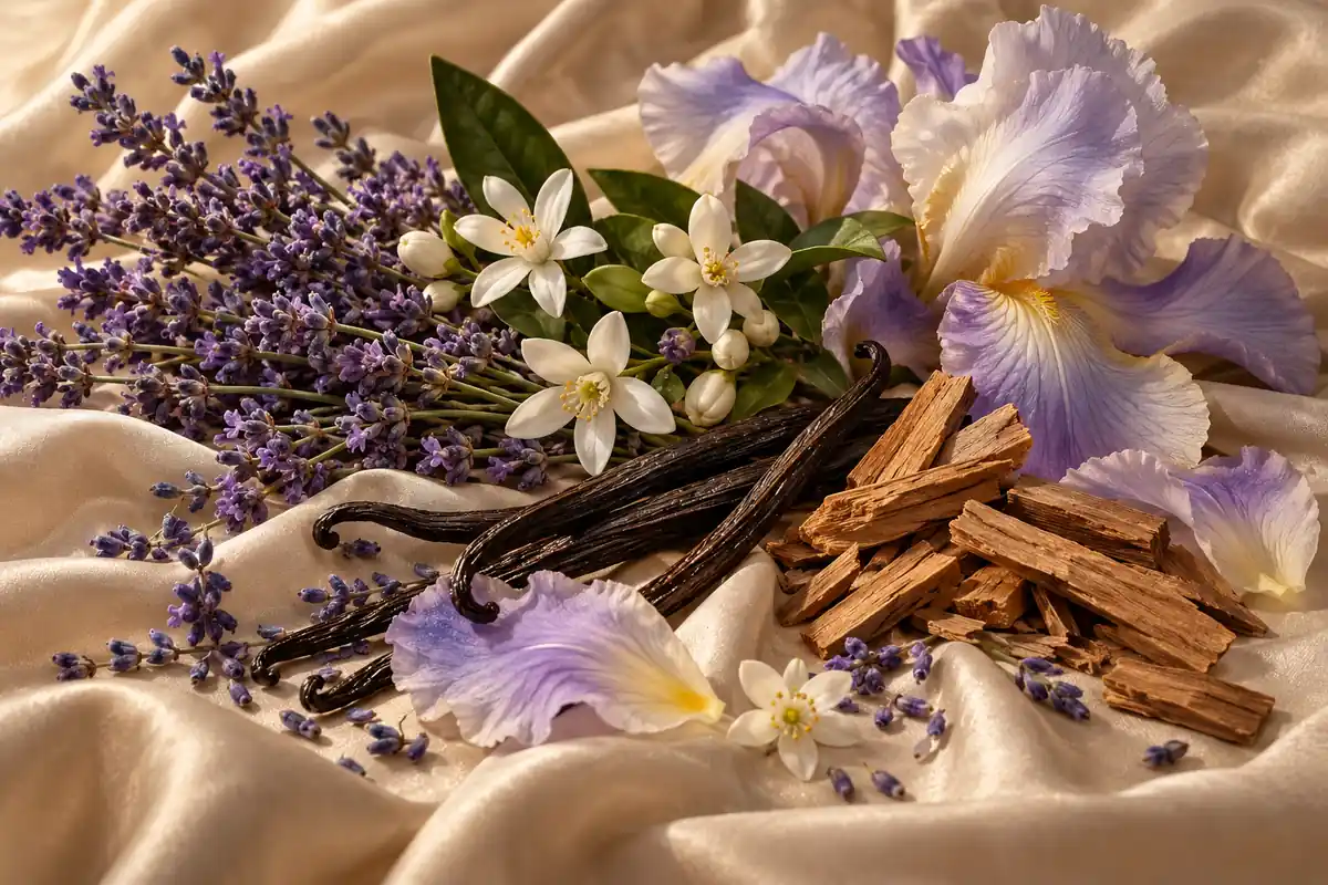 Perfumes de lavanda: opciones frescas y cálidas para comparar 3 Lavanda, azahar, pétalos de iris y vainilla junto a sándalo